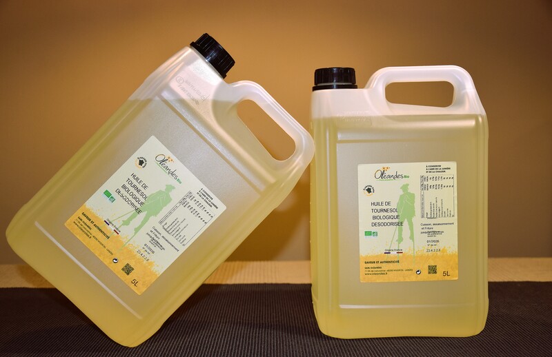 huile de tournesol bio 5l désodorisée oléandes